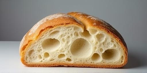 Sliced country loaf with open crumb