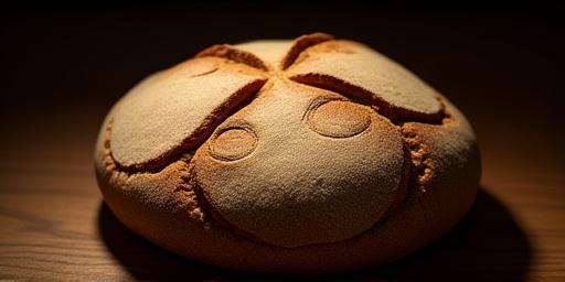 Loaf of bread with moon phase patterns