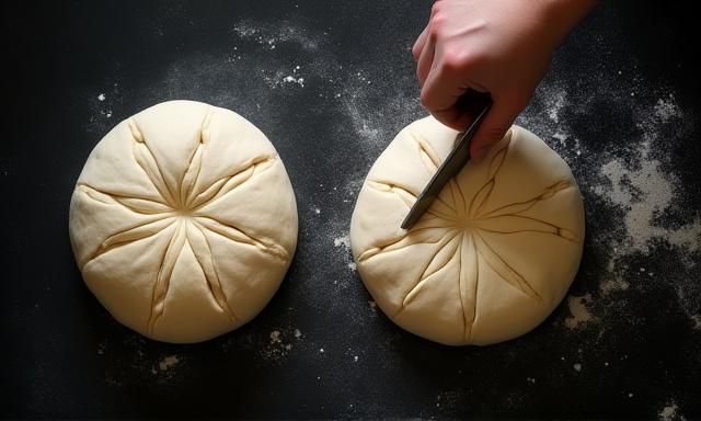 Scoring pattern on bread loaf